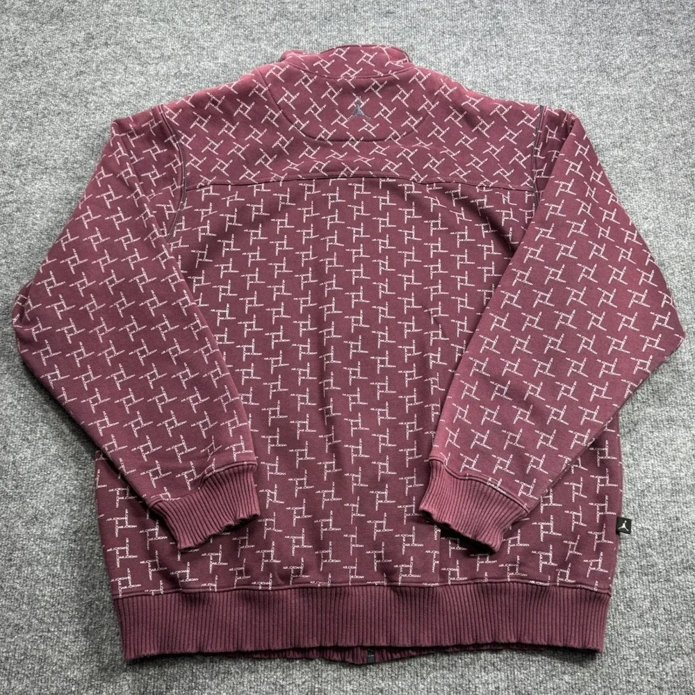 Jordan Track Jacket Men XL Burgundy Monogram Full Zip Jumpman Logo Fleece Active